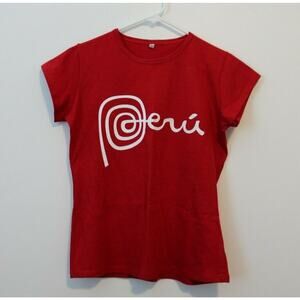 PERU LOGO - MARCA PERÚ Fitted T-Shirt Color Red Size Medium Pre-Owned